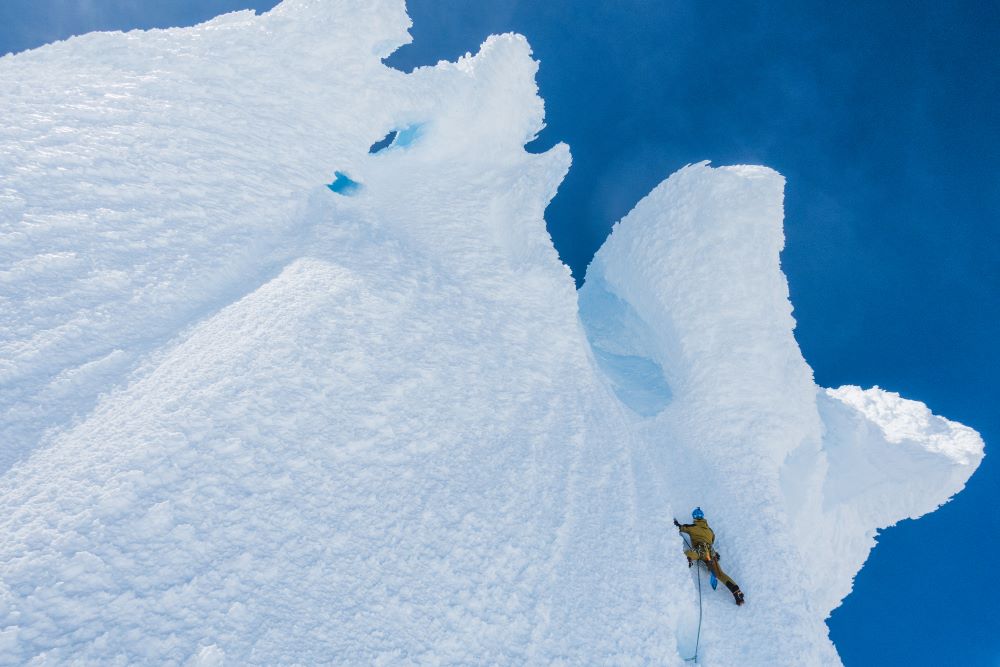 Claudio Migliorini in Patagonia during the ascent of Ragni route